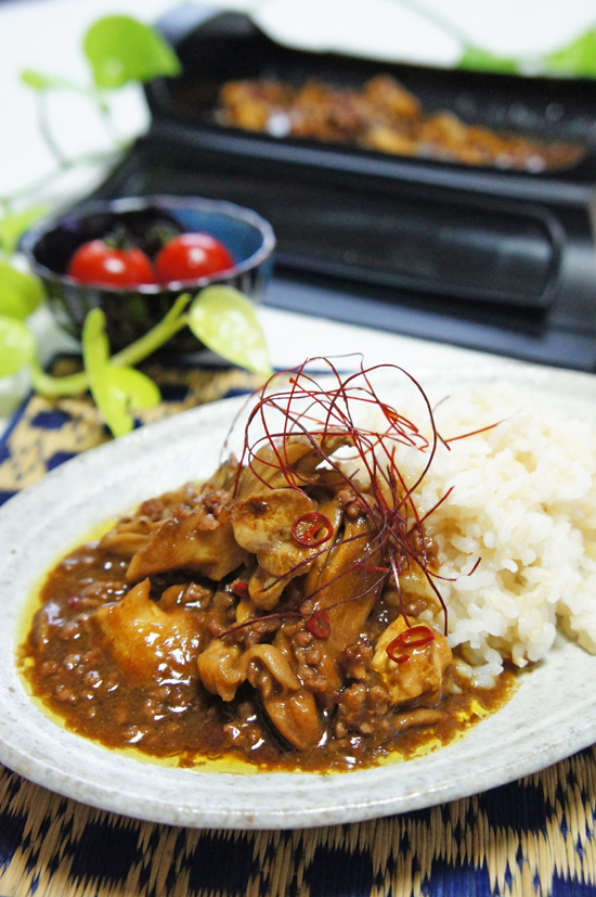 舞茸と挽き肉のピリ辛和風カレー