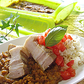チャーシュー乗せフルーティーカレー