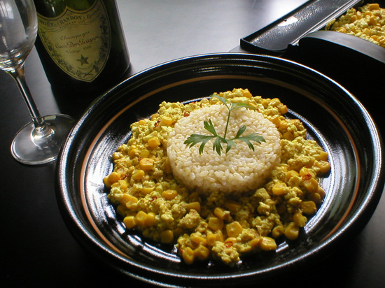 くずし豆腐とコーンのカレー